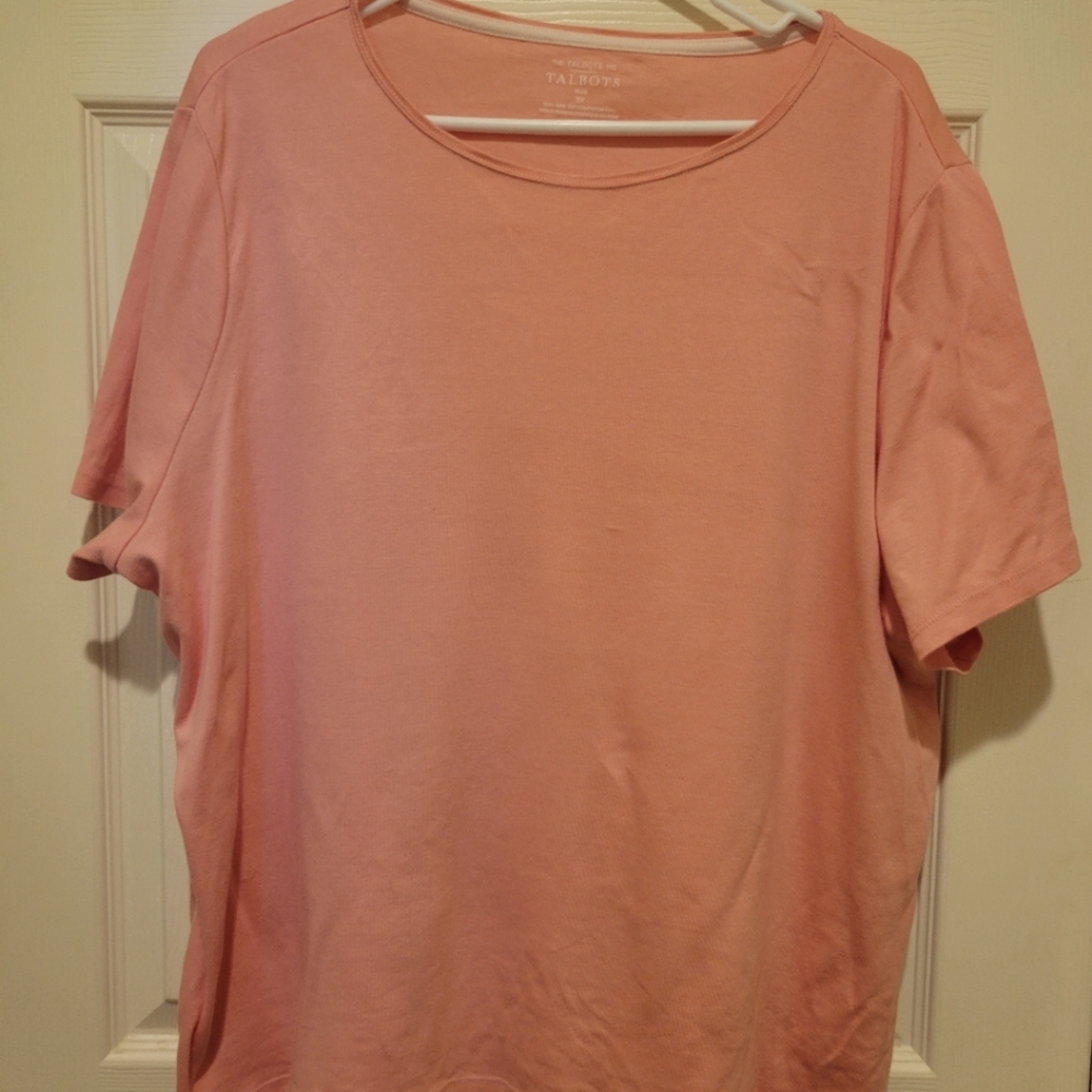 TALBOTS women's short sleeve crew neck coral color shirt top Plus size 3X